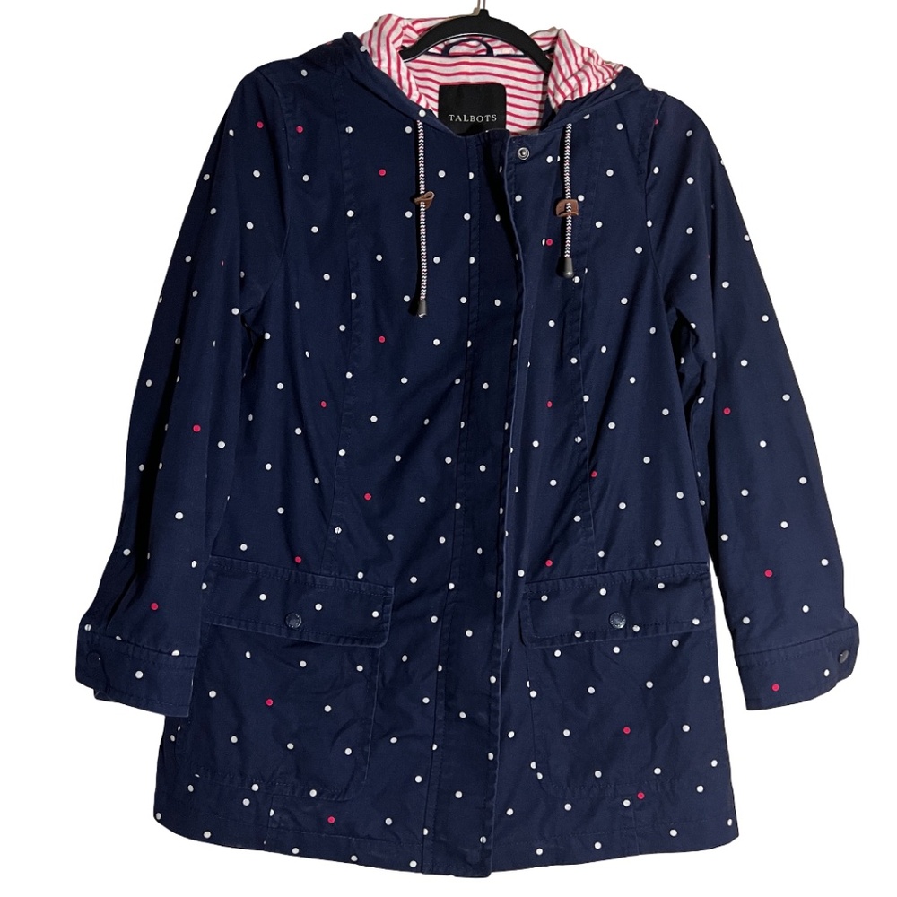 ♥️ Talbots Hooded Polka Dot Jacket (INV 0013)